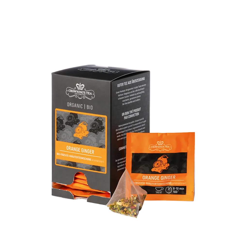 Orange Ginger Premium Bio-Tee – Pyramidenbeutel