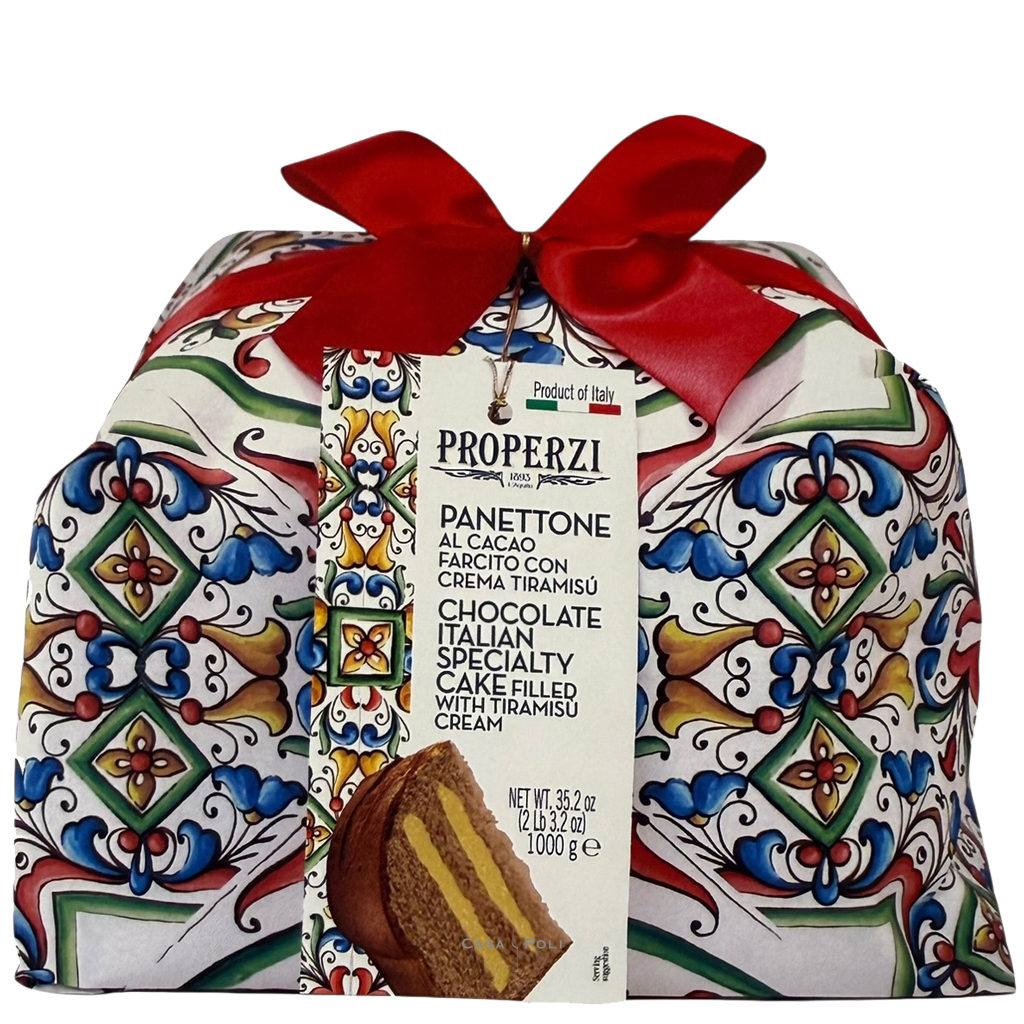 Panettone al Cacao con Crema Tiramisù, confezionato a mano 1000g - Properzi