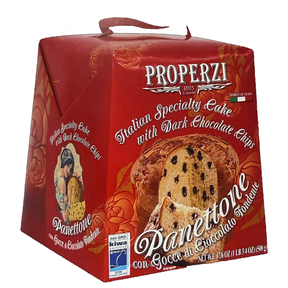 Panettone con Gocce di Cioccolato Fondente 500g - Properzi