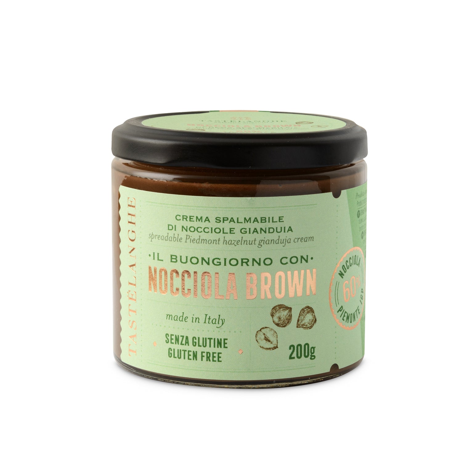 Nocciola Brown – Haselnusscreme mit 60 % Piemont-Haselnüssen IGP, 200 g