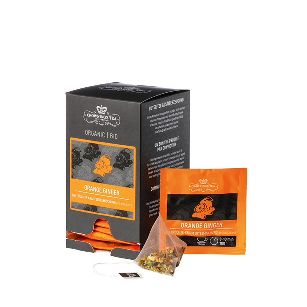 Orange Ginger Premium Bio-Tee Pyramidenbeutel mit Aromaschutz