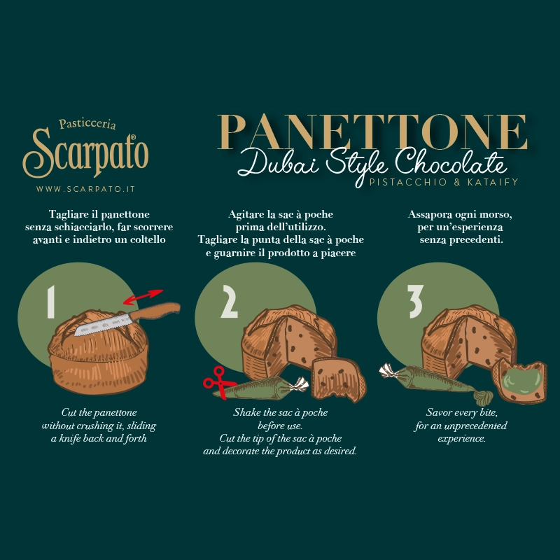 Colomba Dubai Chocolate Style 800 g - Scarpato