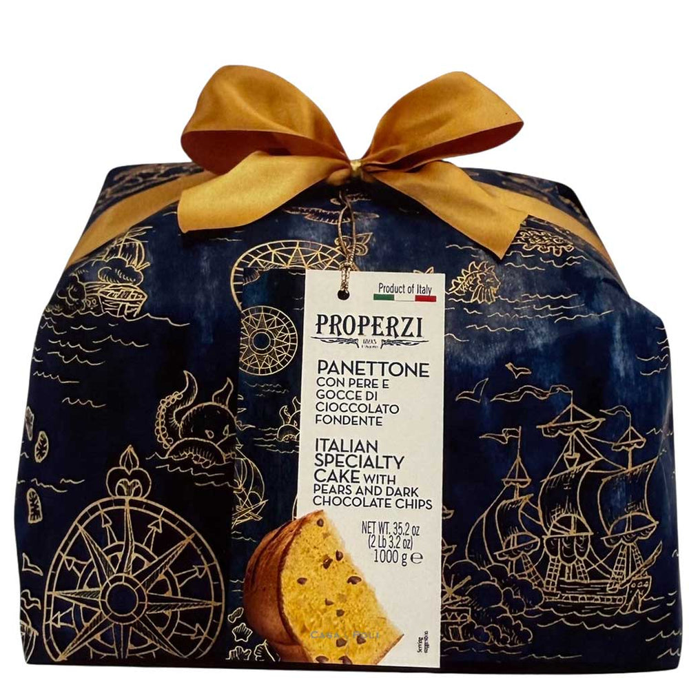 Panettone Pera e Cioccolato Fondente, confezionato a mano 1000g - Properzi
