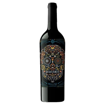 Demuerte Deluxe Flasche mit Stoff Etikette . Die Etikette kann entfert werden..
