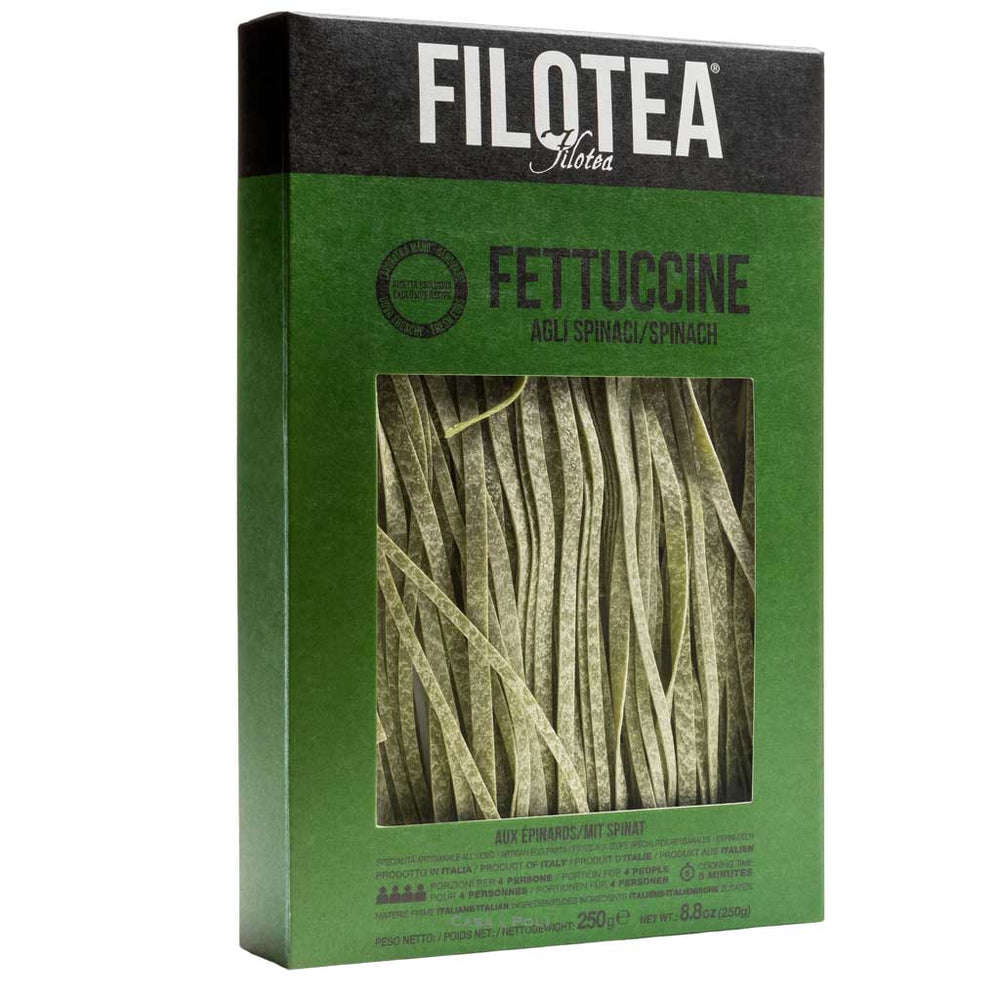 Filotea Fettuccine agli Spinaci, grüne Spinat-Eier-Pasta aus Ancona, 250 g Packung