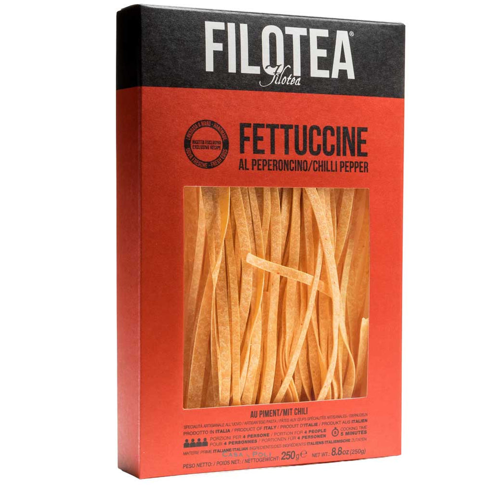 Filotea Fettuccine al Peperoncino, scharfe Eier-Pasta mit Chili aus Ancona, 250 g Packung