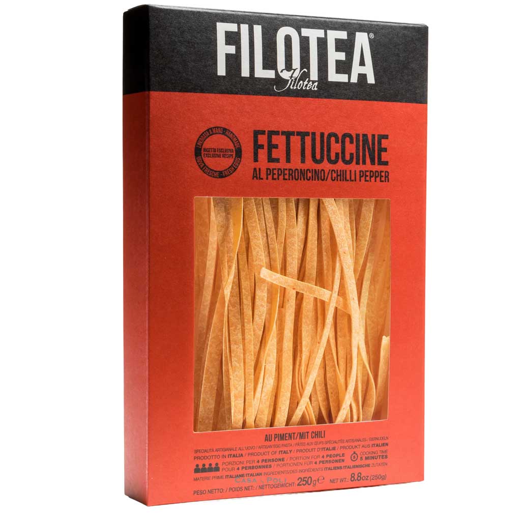 Filotea Fettuccine al Peperoncino – scharfe Eier-Pasta mit Chili, 250 g