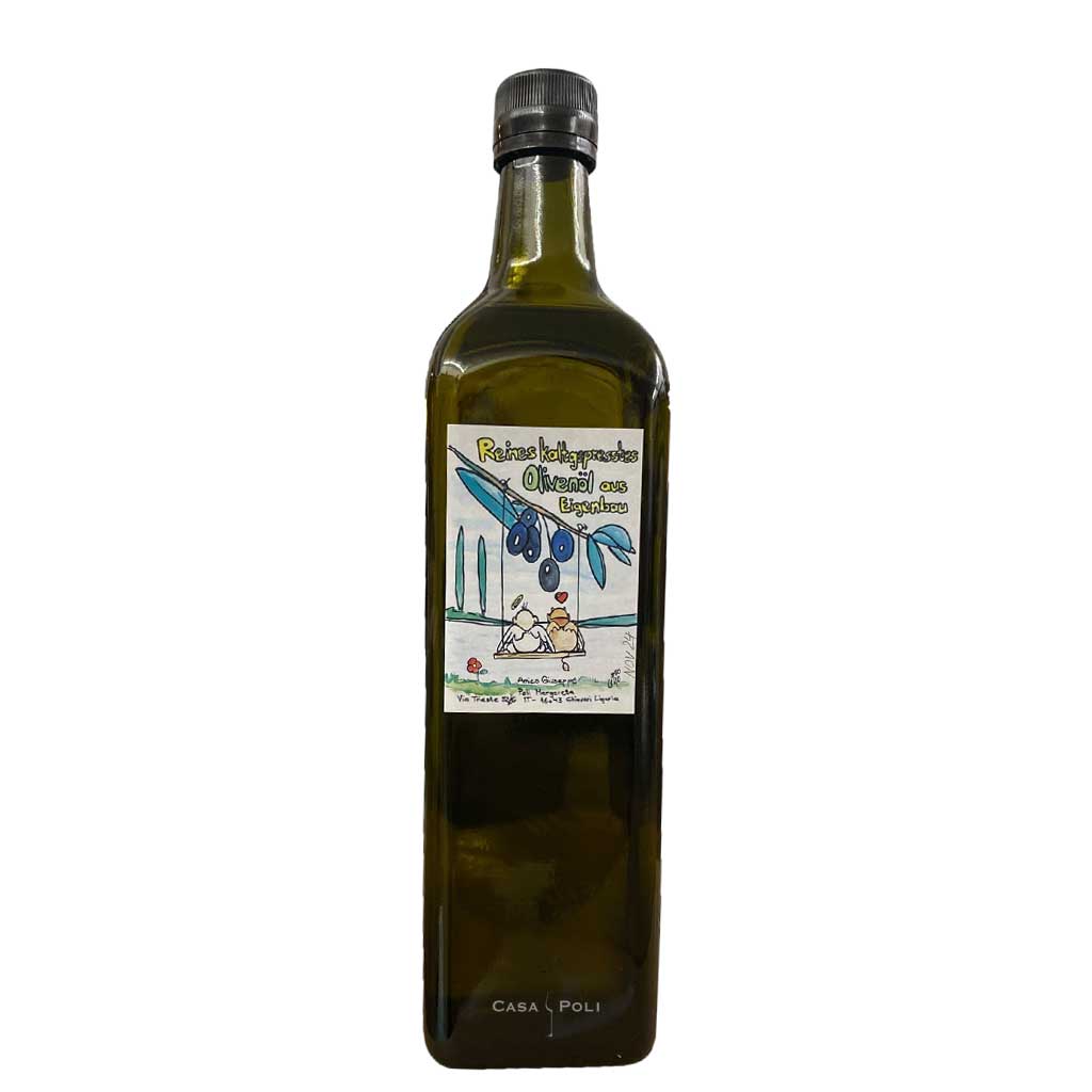 Reines kaltgepresstes Olivenöl aus Eigenanbau - Casa Poli 1000 ml.