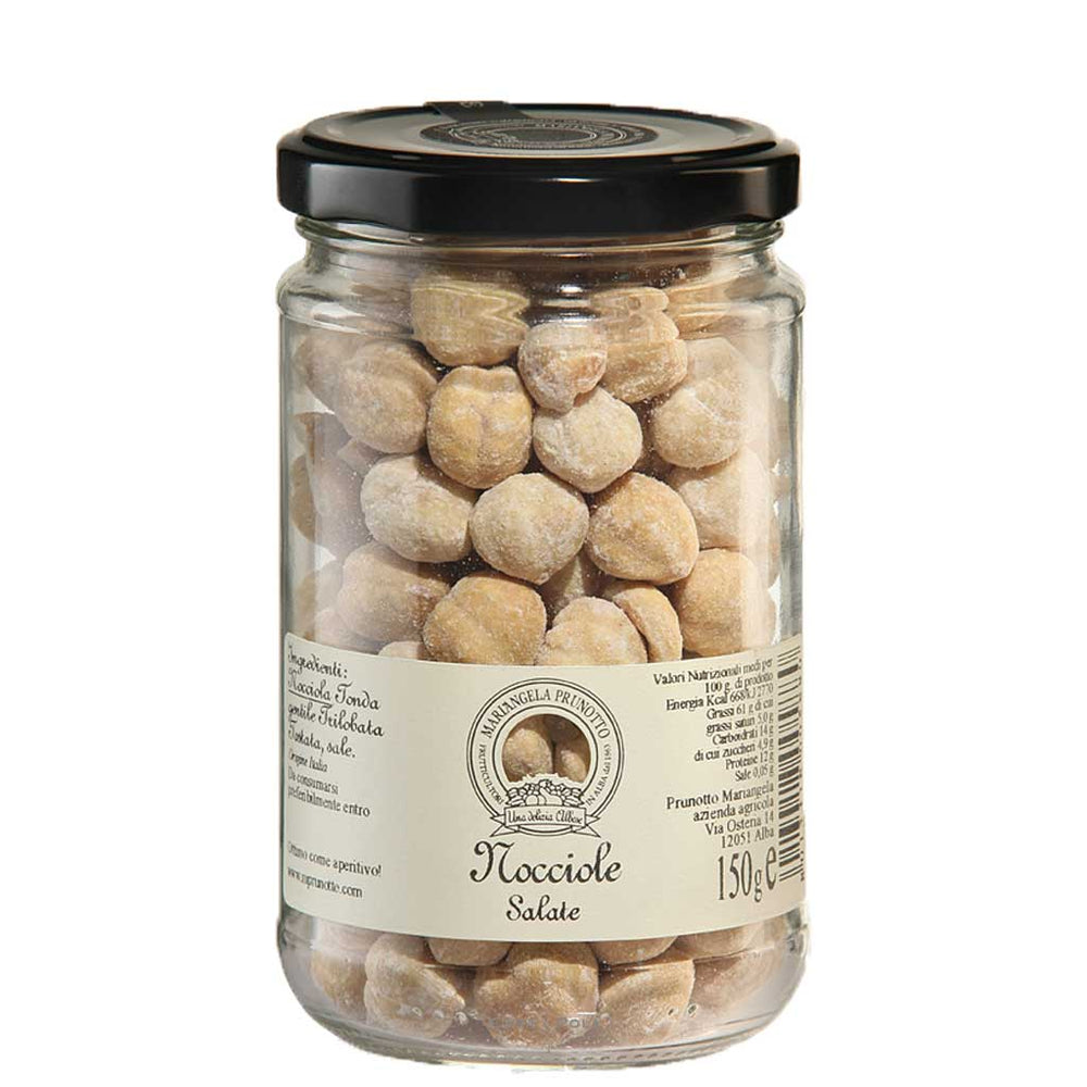 Nocciole Salate von Mariangela Prunotto, geröstete Piemont-Haselnüsse Tonda Gentile, 150 g