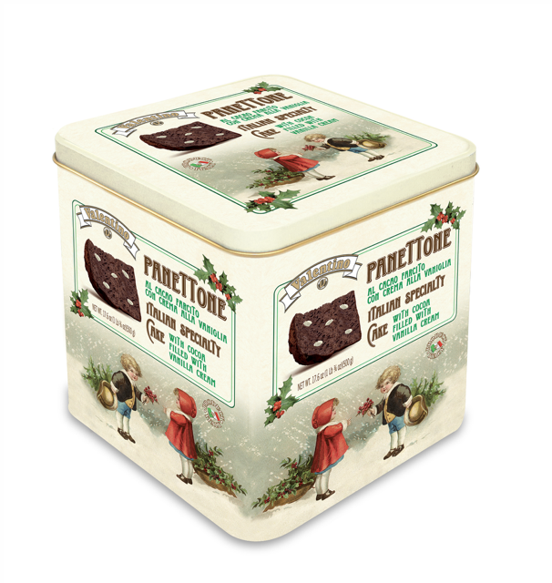 Panettone 500g mit Kakao gefüllt mit Vanillecreme in Dose - Valentino