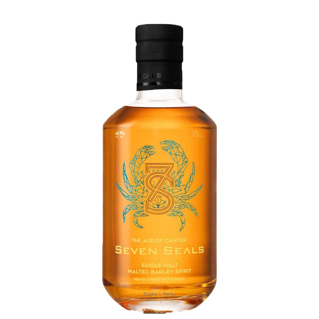 Seven Seals The Age Of Cancer Single Malt Peated Sherry Wood Finish. Malted Barley Spirit