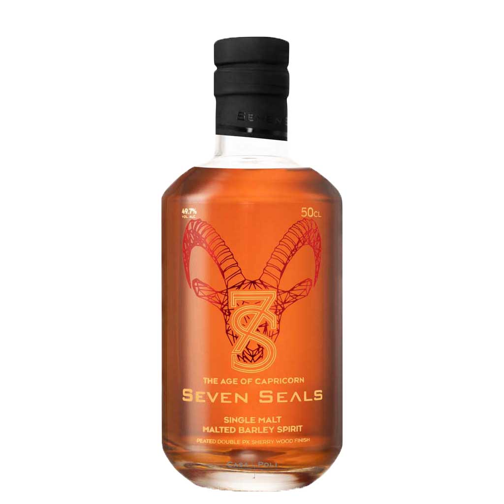 Seven Seals the Age of Capricorn Singel Malt Whisky in einer Holzkiste 50 cl. Flasche
