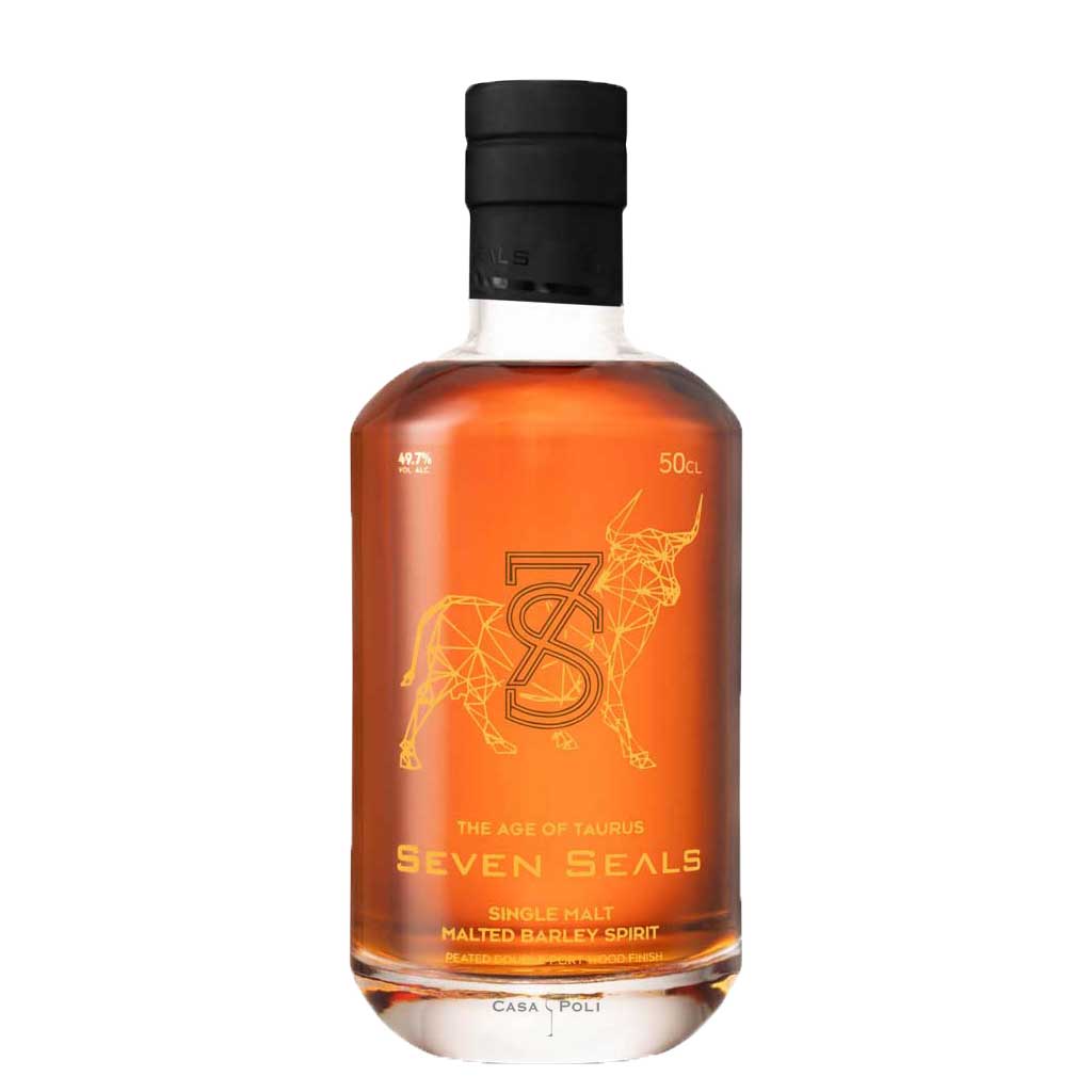 Seven Seals the age of Taurus Single Malt Whiskky in einer Holzkiste 50 Cl. Flasche