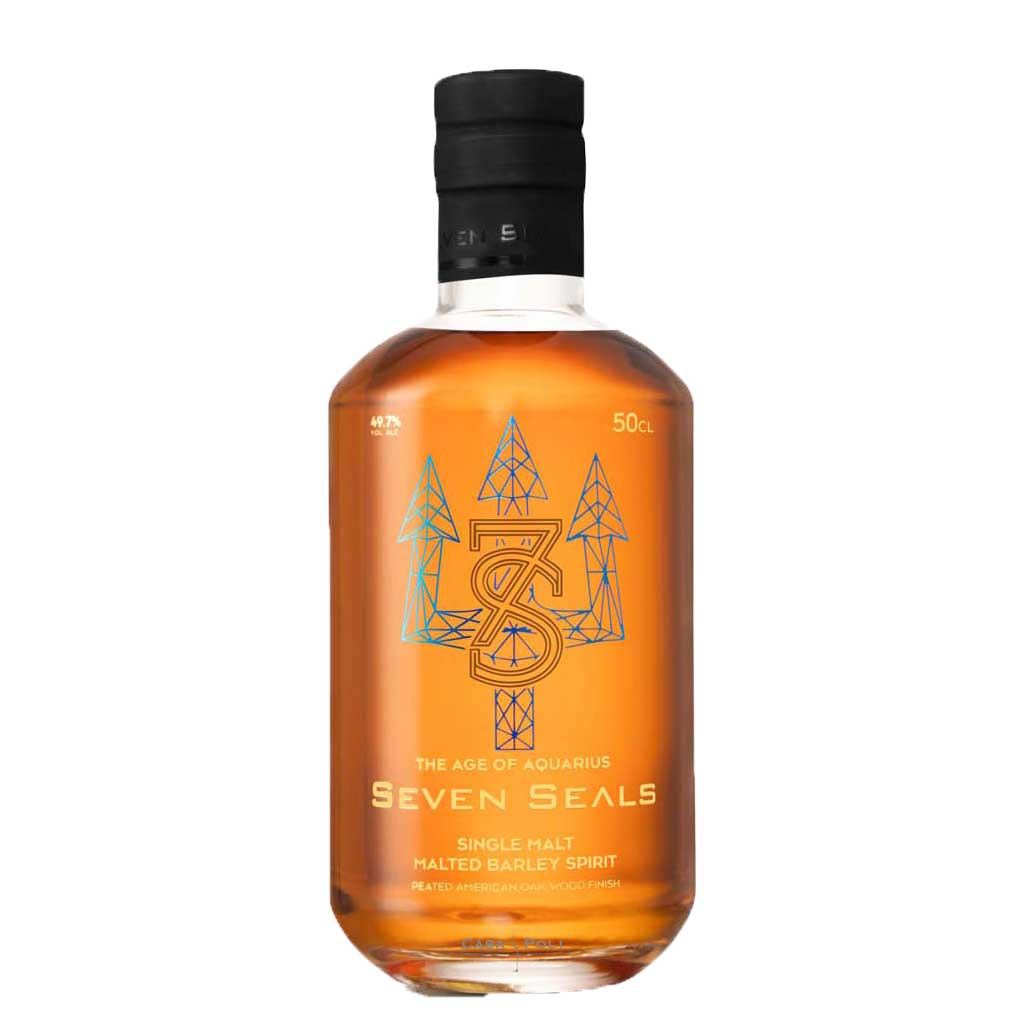 Seven Seals the age of Aquarius Singel Malt hisky in einer Holzkiste 50 cl. Flasche