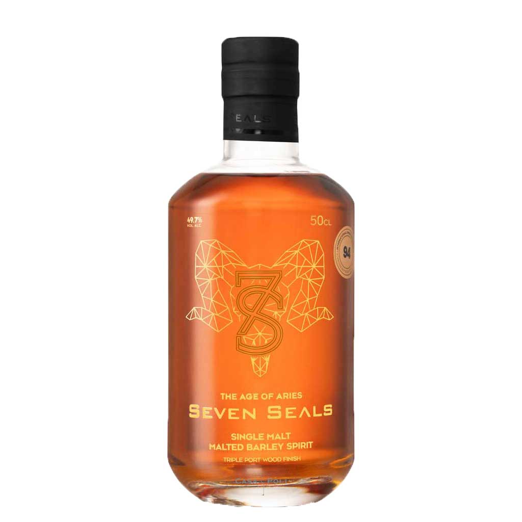 Seven Seals the Age of Aries Single Malt Whisky in einer Holzkiste 50 cl. Flasche