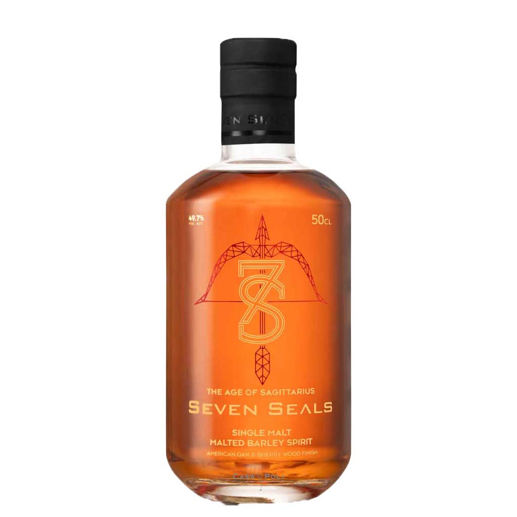Seven Seals the age of Sagittarius Singel malt Whiksy in einer Holzkiste 50 cl. Flasche