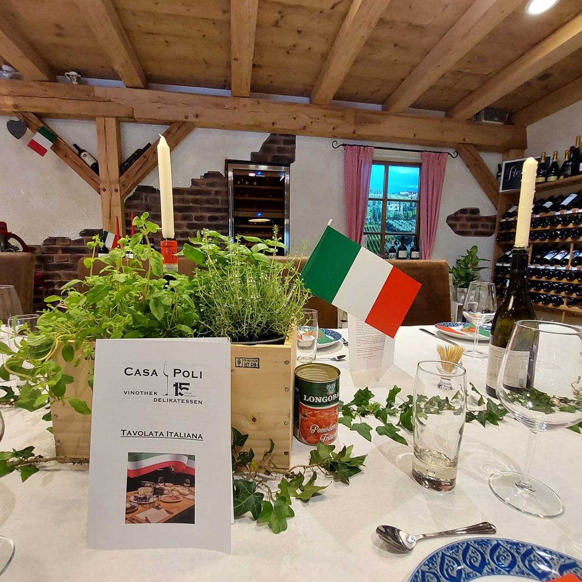 Käsefondue à discrétion im Holzchalet der Vinothek Casa Poli