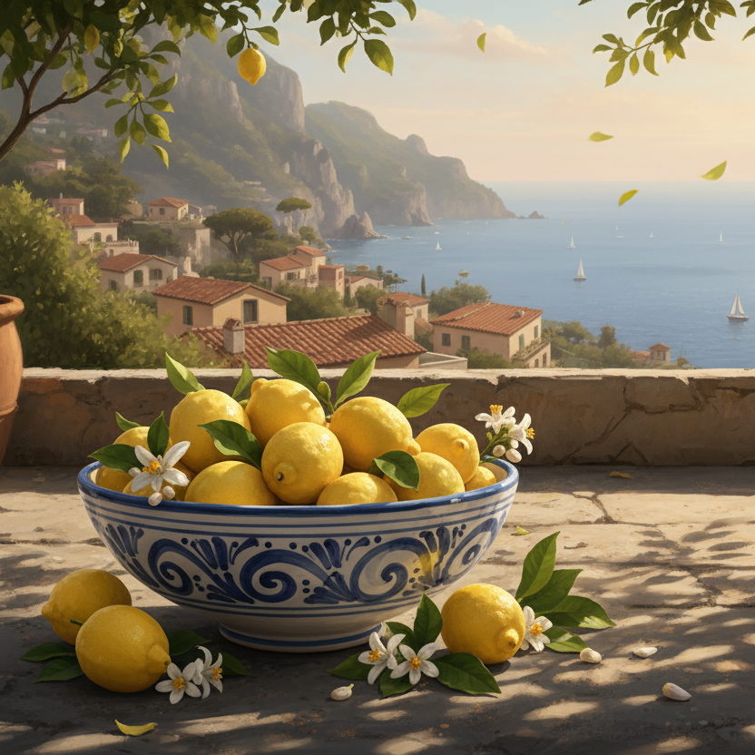 ein stielvolles bild das an limoncello erinnert, aber ohne flaschen  zu zeigen