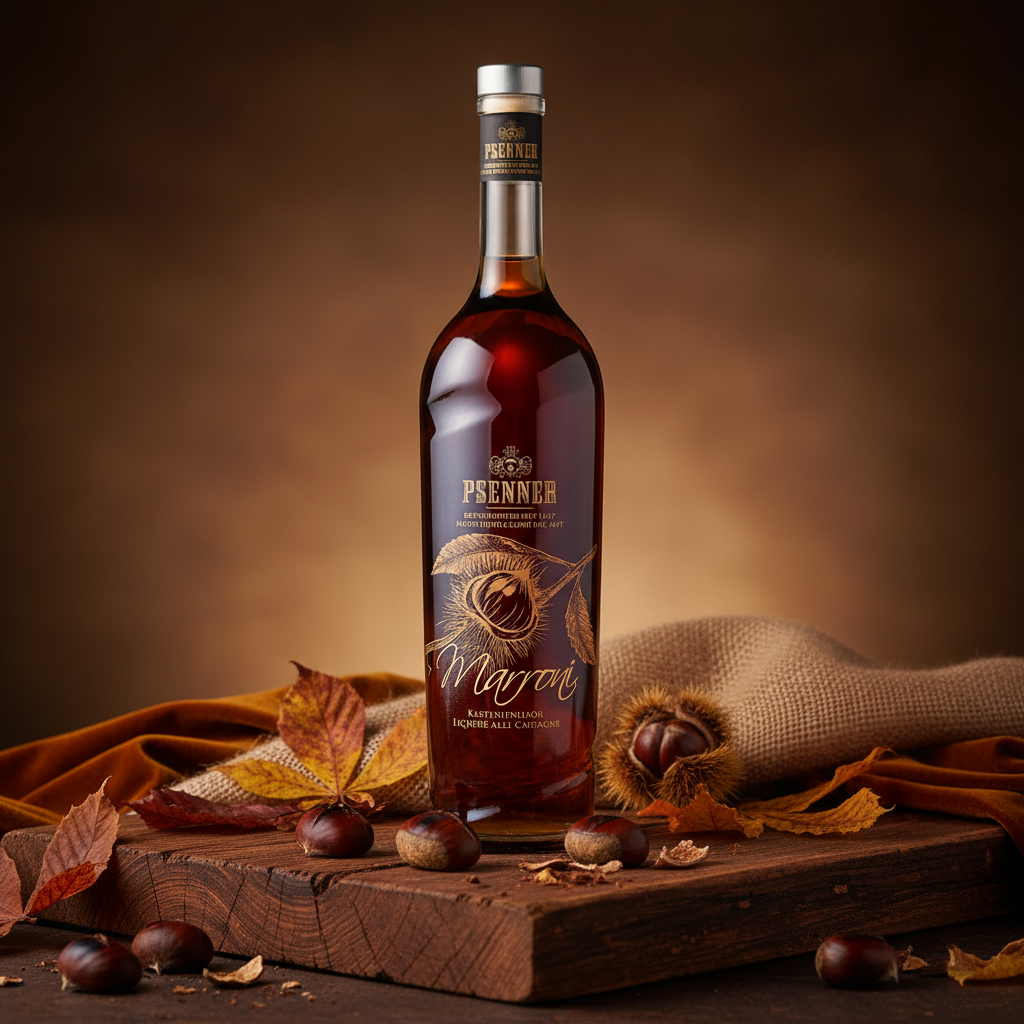 Herbstlicher Hintergrund für Marroni Likör