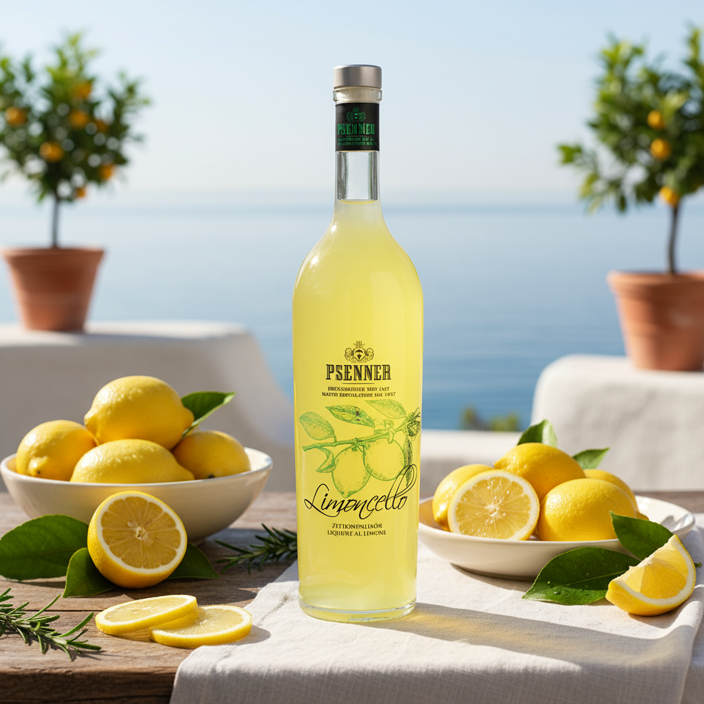 Mediterraner Hintergrund für Limoncello