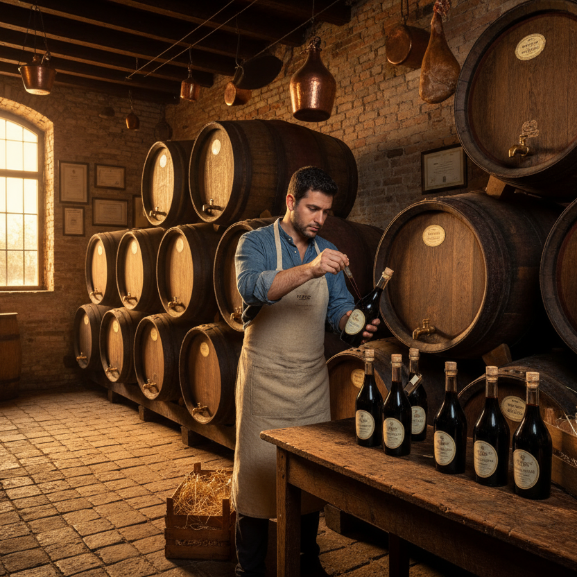 Modena, Aceto Balsamico, barriquelagerung, genuss, Handabfüllung