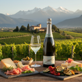 Piancastello Zero TRENTODOC mit Weingut und Bergen