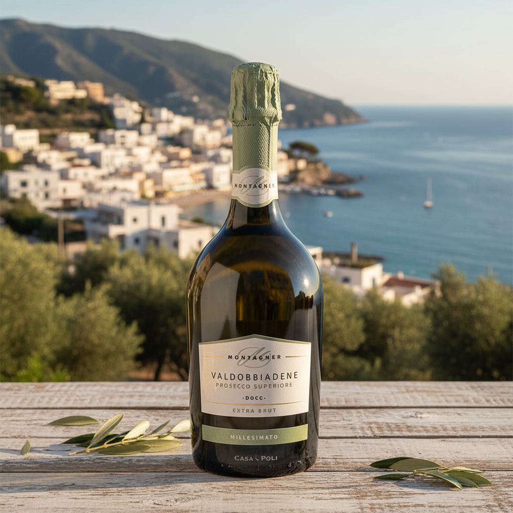 Prosecco mit mediterranem Hintergrund
