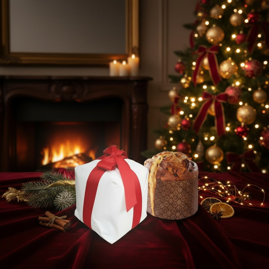 Weihnachtshintergrund mit Cheminée und Christbaum